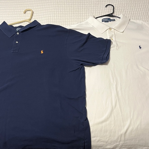 Lot of 2 Polo Ralph LaurenCotton Polo Shirts in White & Navy Blue - Mens 4 XLT - Picture 1 of 15